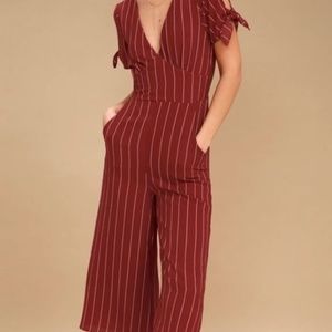 Lulu's rust pinstripe jumpsuit NWOT